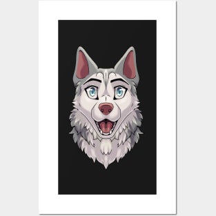 Shocked Surprised Expression Gray Husky Dog Posters and Art